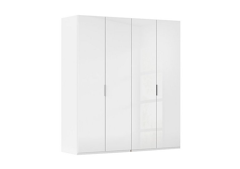 Rauch - Formes 4 Door Bifold Wardrobe with Glass Doors - White/White Front