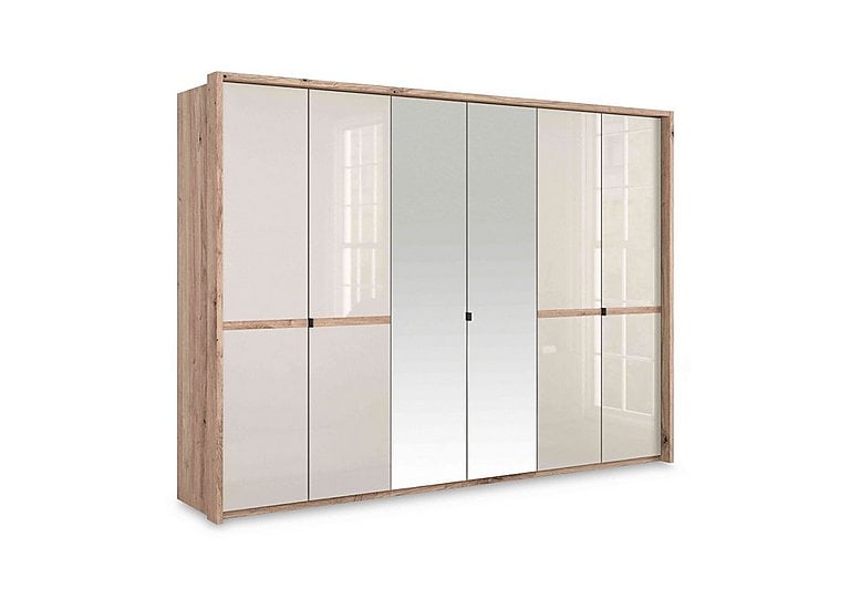 Wiemann - Hong Kong 6 Door Hinged Wardrobe with 4 Glass Doors and 2 Mirror Doors