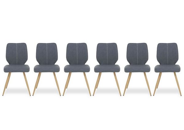 Jonah Set of 6 Faux Leather Dining Chairs  Dark Grey | Bed Sava