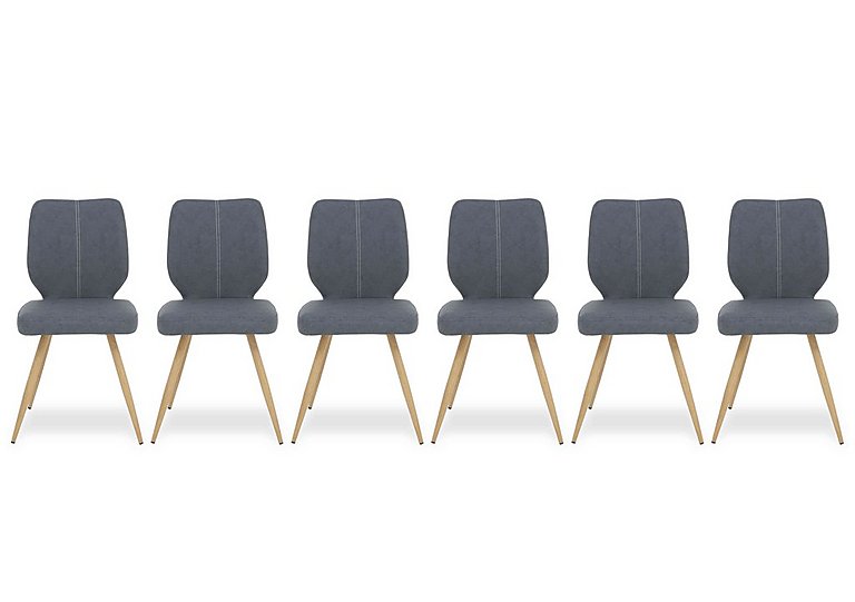 Jonah Set of 6 Faux Leather Dining Chairs - Dark Grey