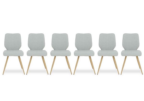 Jonah Set of 6 Faux Leather Dining Chairs  Light Grey | Bed Sava