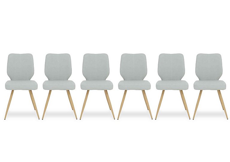 Jonah Set of 6 Faux Leather Dining Chairs - Light Grey