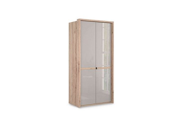Wiemann  Hong Kong 2 Door Hinged Wardrobe with Glass Doors  Pebble Grey | Bed Sava