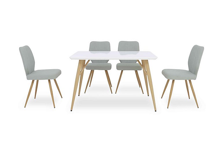 Jonah Fixed Dining Table with 4 Faux Leather Chairs - Light Grey
