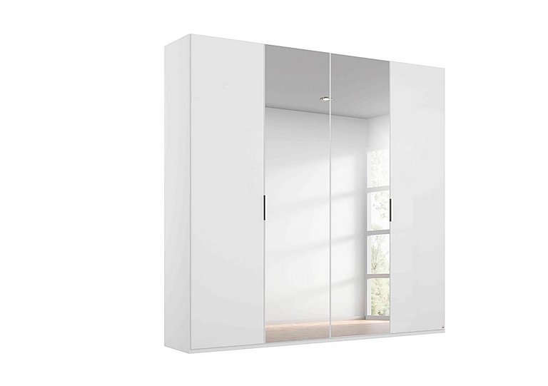 Rauch - Formes 4 Door Hinged Wardrobe with 2 Glass Doors and 2 Mirrored Doors - White/White Front