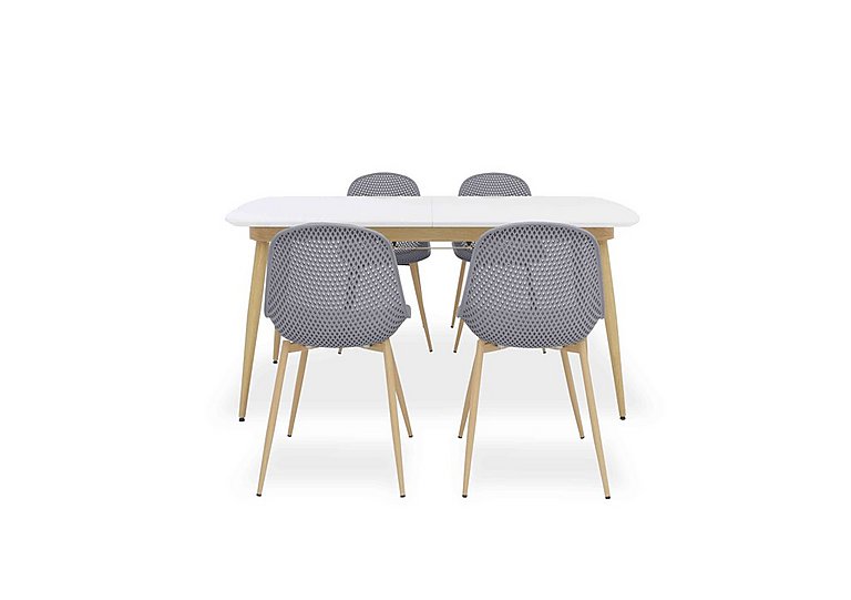 Jonah Extending Dining Table with 4 Trellis Plastic Chairs - 125-cm - Dark Grey