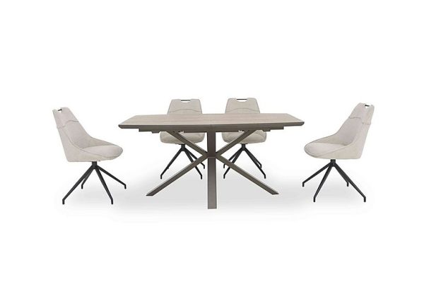 Pedro Extending Dining Table with 4 Swivel Fabric Chairs | Bed Sava