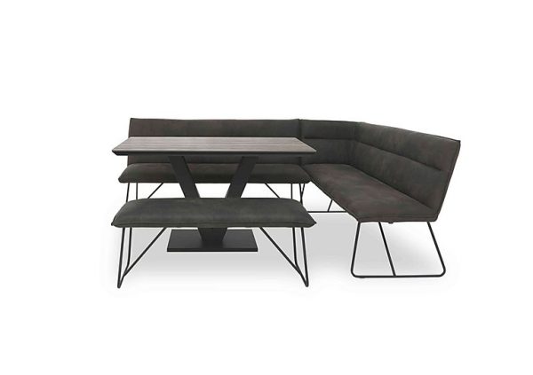 Ruben Dining Table with a Faux Suede Right Hand Facing Corner Bench and Standard Bench  Oak | Bed Sava