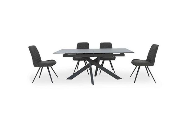 Warrior Grey Extending Dining Table with 4 Standard Chairs  Grey | Bed Sava