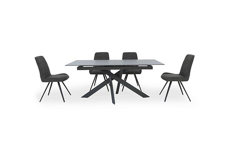 Warrior Grey Extending Dining Table with 4 Standard Chairs - Grey