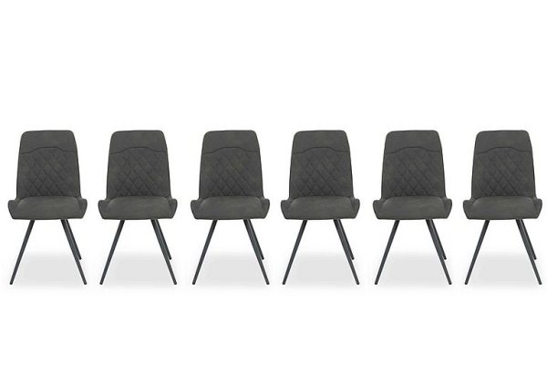 Warrior Set of 6 Standard Dining Chairs  Grey | Bed Sava
