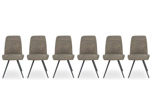 Warrior Set of 6 Standard Dining Chairs  Taupe | Bed Sava