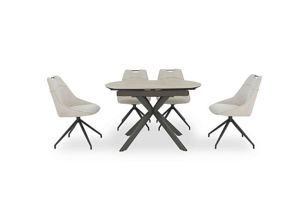 Pedro Swivel Extending Dining Table with 4 Swivel Fabric Chairs | Bed Sava