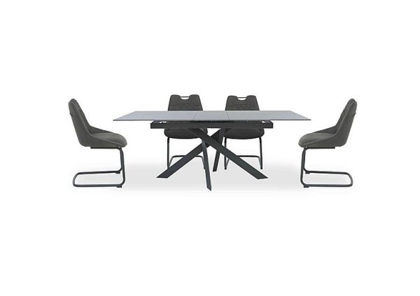 Warrior Grey Extending Dining Table with 4 Cantilever Chairs  Grey | Bed Sava