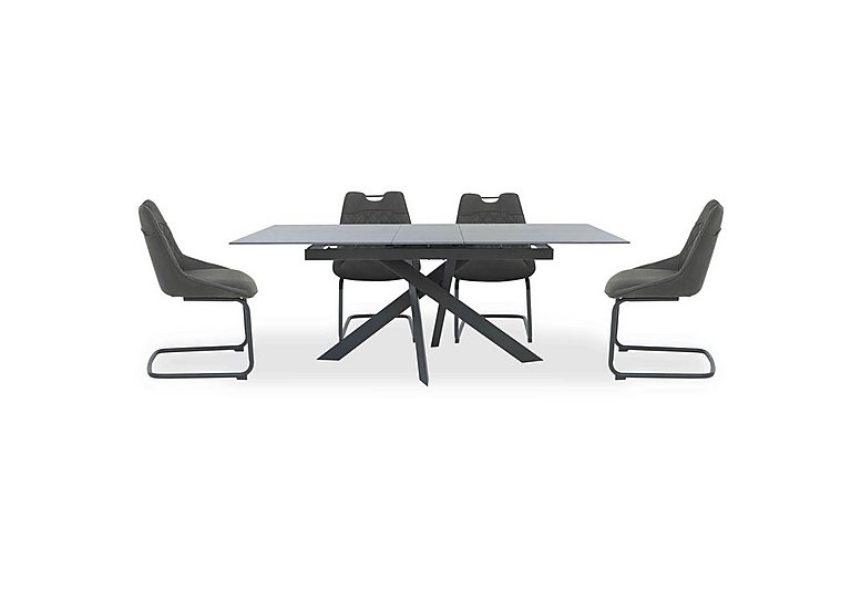 Warrior Grey Extending Dining Table with 4 Cantilever Chairs - Grey