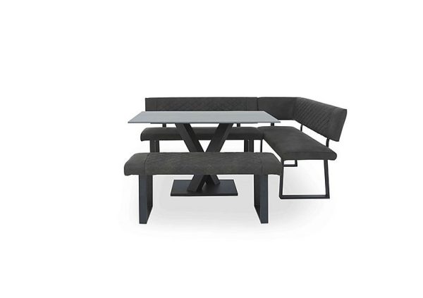 Warrior Grey Compact Fixed Dining Table with Right Hand Facing Corner Bench and Standard Bench  Grey | Bed Sava