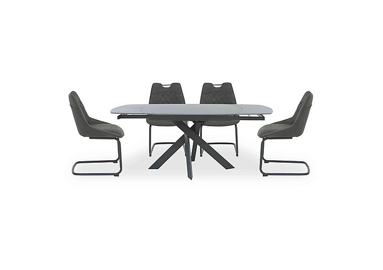 Warrior Grey Swivel Extending Dining Table with 4 Cantilever Chairs - Grey