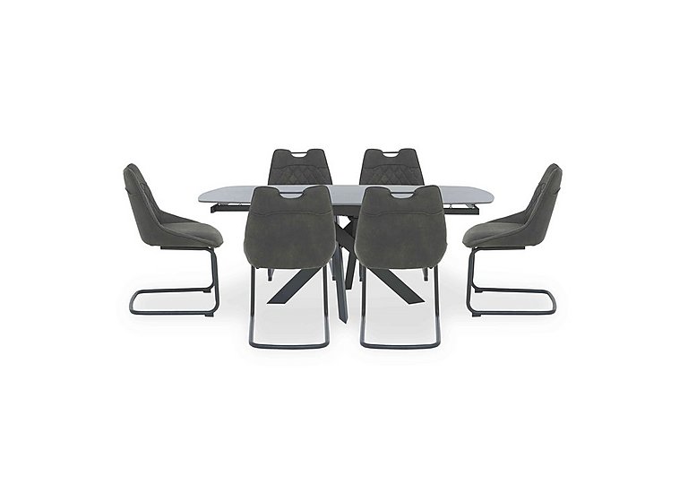 Warrior Grey Swivel Extending Dining Table with 6 Cantilever Chairs - Grey