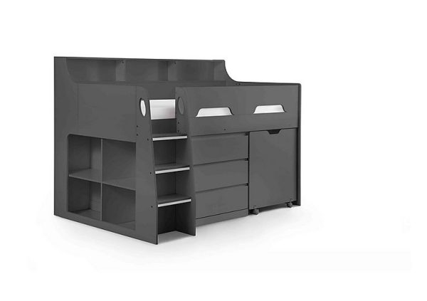 Bjorn Mid Sleeper with Desk and Storage  Anthracite | Bed Sava