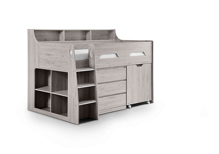 Bjorn Mid Sleeper with Desk and Storage - Grey Oak