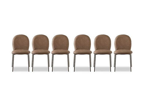 Connubia  Riley Set of 6 Mid Lava Metal Leg Dining Chairs  Tobacco | Bed Sava