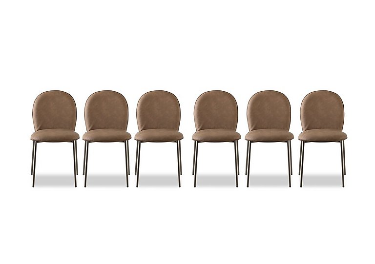Connubia  Riley Set of 6 Mid Lava Metal Leg Dining Chairs  Tobacco | Bed Sava