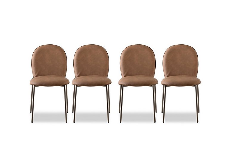 Connubia  Riley Set of 4 Mid Lava Metal Leg Dining Chairs  Tobacco | Bed Sava