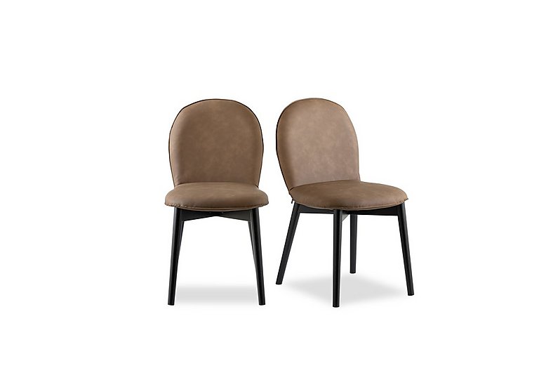 Connubia - Riley Pair Of Mid Graphite Wooden Leg Dining Chairs - Tobacco