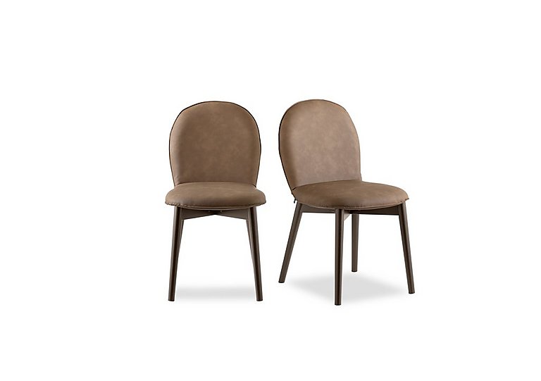 Connubia - Riley Pair Of Mid Smoke Wooden Leg Dining Chairs - Tobacco
