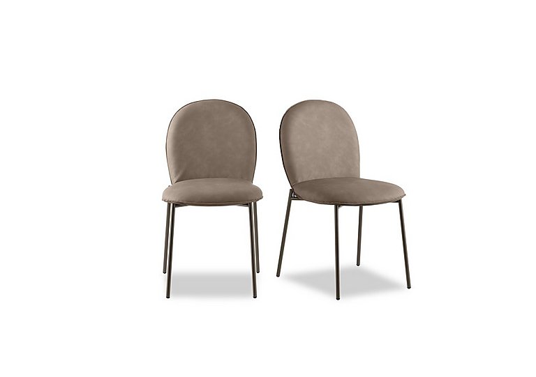 Connubia - Riley Pair of Mid Lava Metal Leg Dining Chairs - Desert