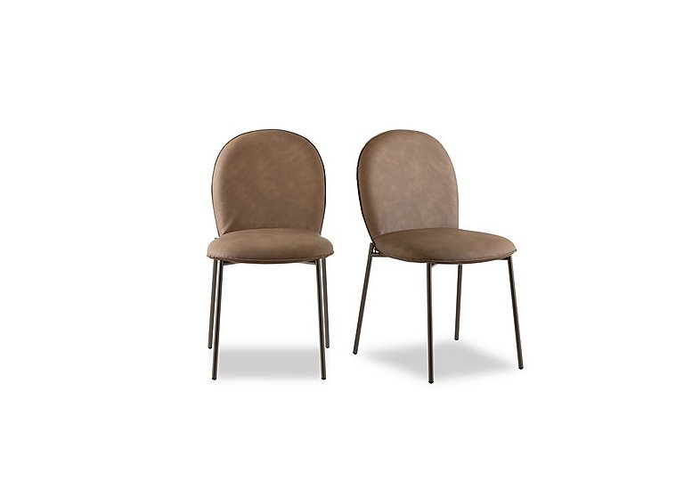 Connubia - Riley Pair of Mid Lava Metal Leg Dining Chairs - Tobacco