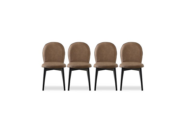 Connubia - Riley Set of 4 Mid Graphite Wooden Leg Dining Chairs - Tobacco
