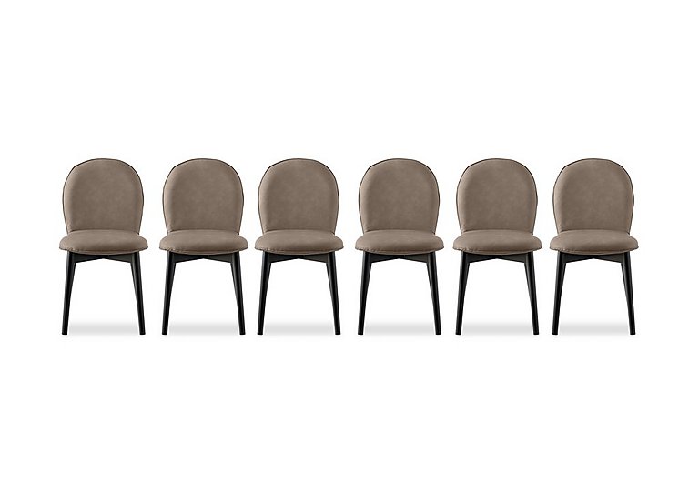 Connubia  Riley Set of 6 Mid Graphite Wooden Leg Dining Chairs  Desert | Bed Sava