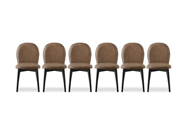 Connubia  Riley Set of 6 Mid Graphite Wooden Leg Dining Chairs  Tobacco | Bed Sava