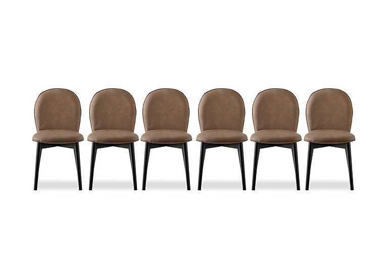 Connubia  Riley Set of 6 Mid Graphite Wooden Leg Dining Chairs  Tobacco | Bed Sava