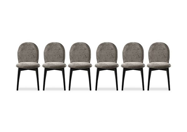 Connubia  Riley Set of 6 Mid Graphite Wooden Leg Dining Chairs | Bed Sava