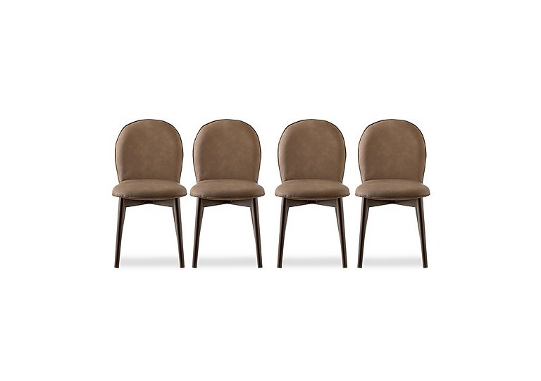 Connubia  Riley Set of 4 Mid Smoke Wooden Leg Dining Chairs  Tobacco | Bed Sava