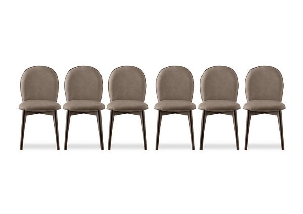 Connubia  Riley Set of 6 Mid Smoke Wooden Leg Dining Chairs  Desert | Bed Sava
