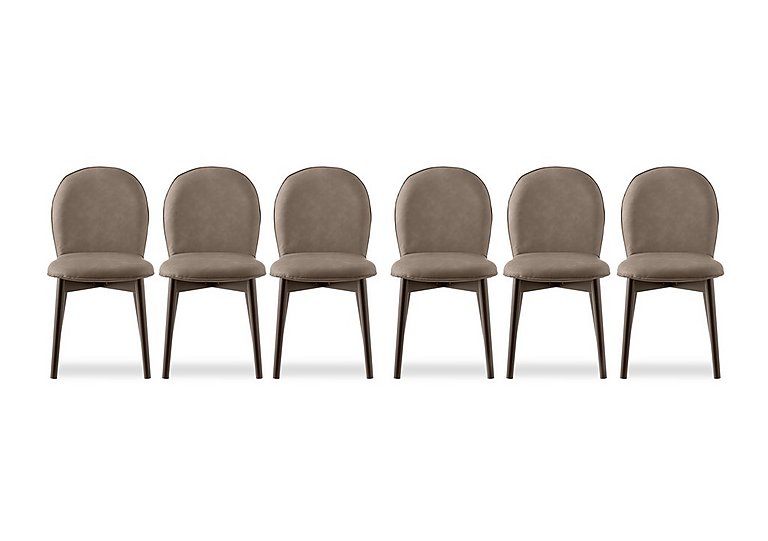 Connubia  Riley Set of 6 Mid Smoke Wooden Leg Dining Chairs  Desert | Bed Sava