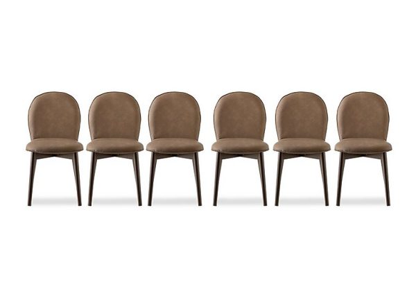 Connubia  Riley Set of 6 Mid Smoke Wooden Leg Dining Chairs  Tobacco | Bed Sava