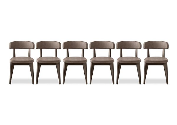 Connubia  Siren Set of 6 Smoke Wooden Leg Dining Chairs  Desert | Bed Sava