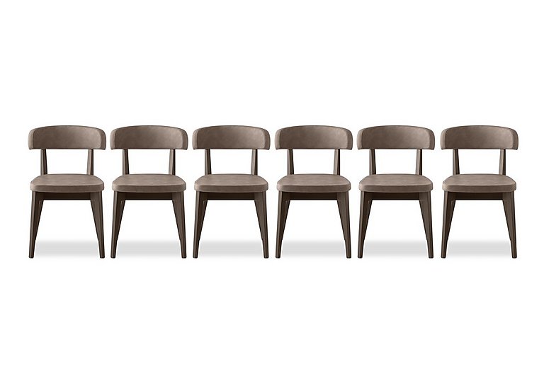 Connubia  Siren Set of 6 Smoke Wooden Leg Dining Chairs  Desert | Bed Sava