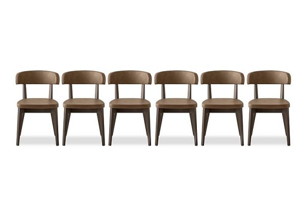 Connubia  Siren Set of 6 Smoke Wooden Leg Dining Chairs  Tobacco | Bed Sava