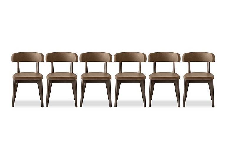 Connubia  Siren Set of 6 Smoke Wooden Leg Dining Chairs  Tobacco | Bed Sava