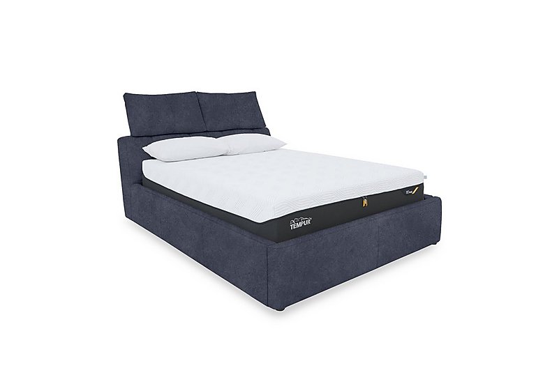 Tyrell Fabric Manual Ottoman Bed Frame - Super King - R23 Blue