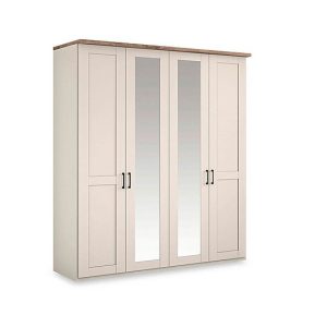 Wiemann  Adeline 4 Door Hinged Wardrobe with 2 Mirrors  Champagne | Bed Sava