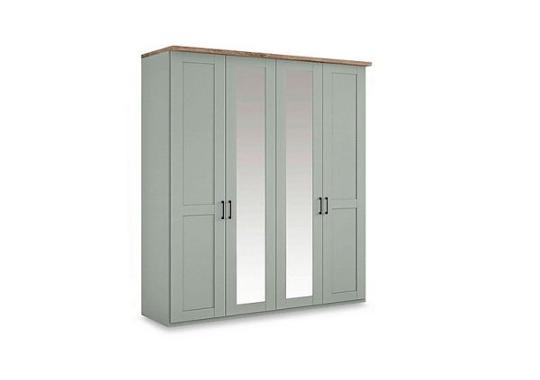 Wiemann  Adeline 4 Door Hinged Wardrobe with 2 Mirrors  Sage | Bed Sava