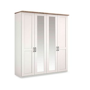 Wiemann  Adeline 4 Door Hinged Wardrobe with 2 Mirrors  White | Bed Sava