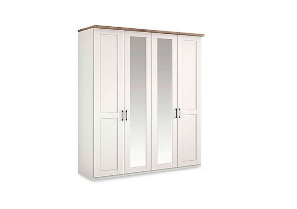 Wiemann  Adeline 4 Door Hinged Wardrobe with 2 Mirrors  White | Bed Sava