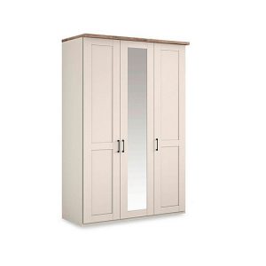 Wiemann  Adeline 3 Door Hinged Wardrobe with Centre Mirror  Champagne | Bed Sava